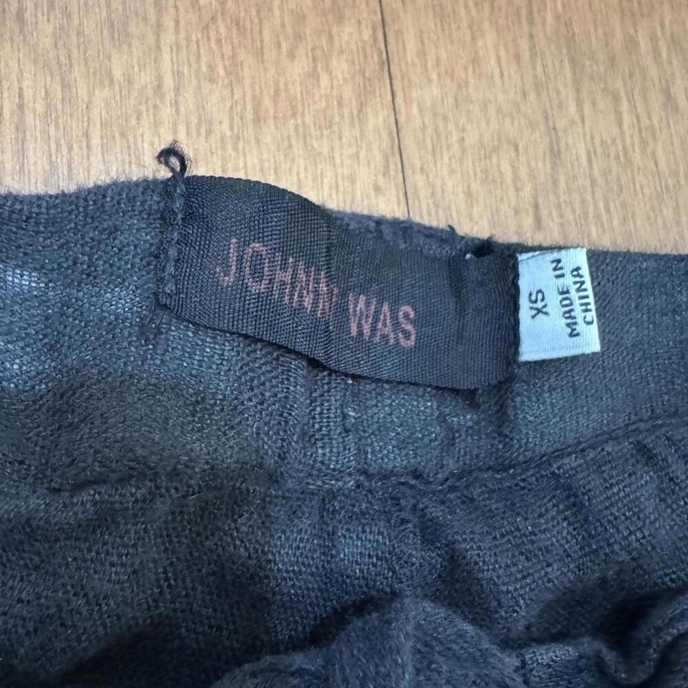 SOLD Johnny was black linen wide leg pants - Picture 2 of 3